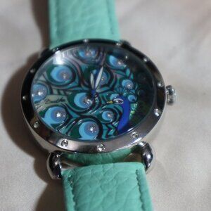 Bertha Peacock watch with Swarovski crystals and genuine leather strap
